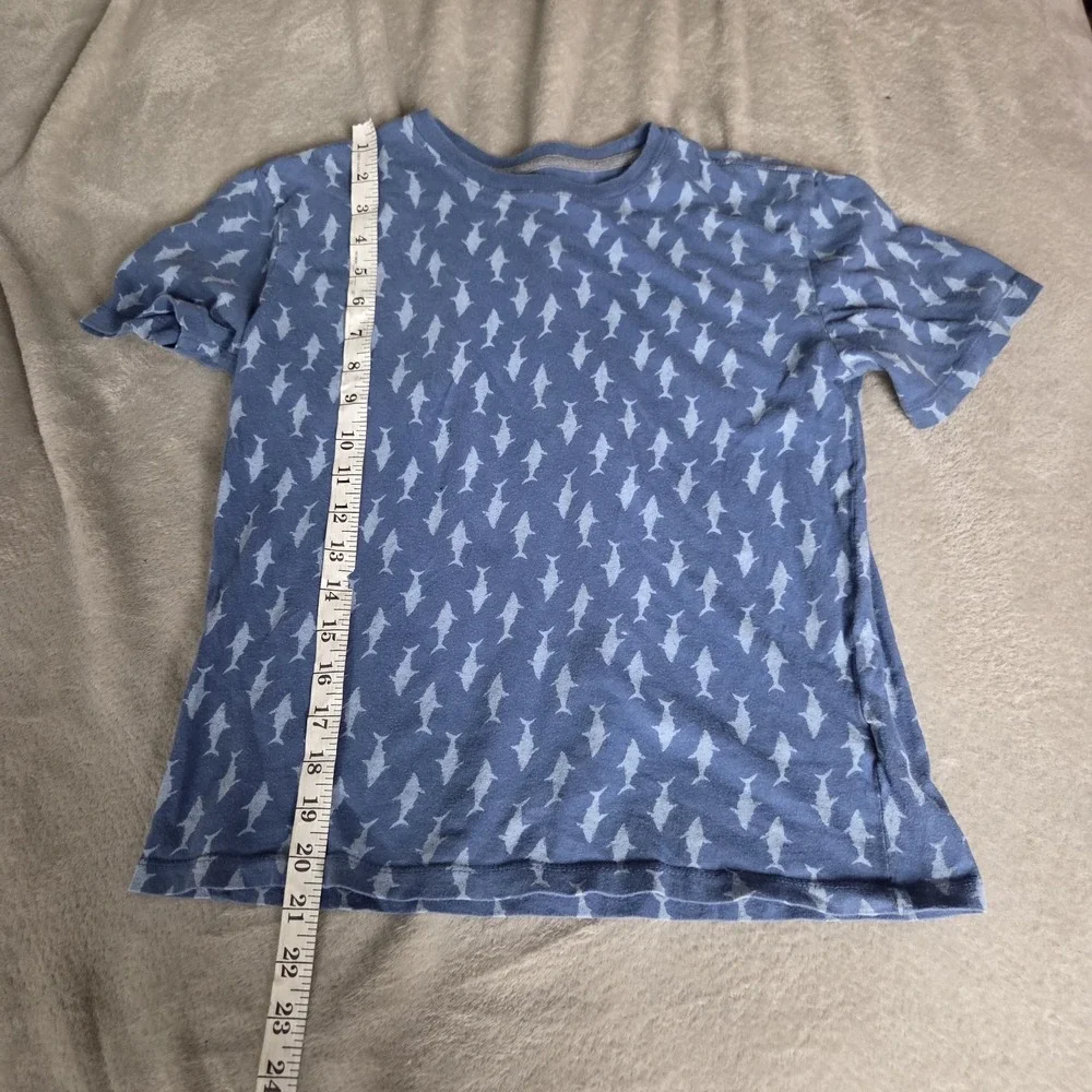 Old Navy Boys Size Large Short Sleeve Crew Neck T Shirt Blue Shark Print